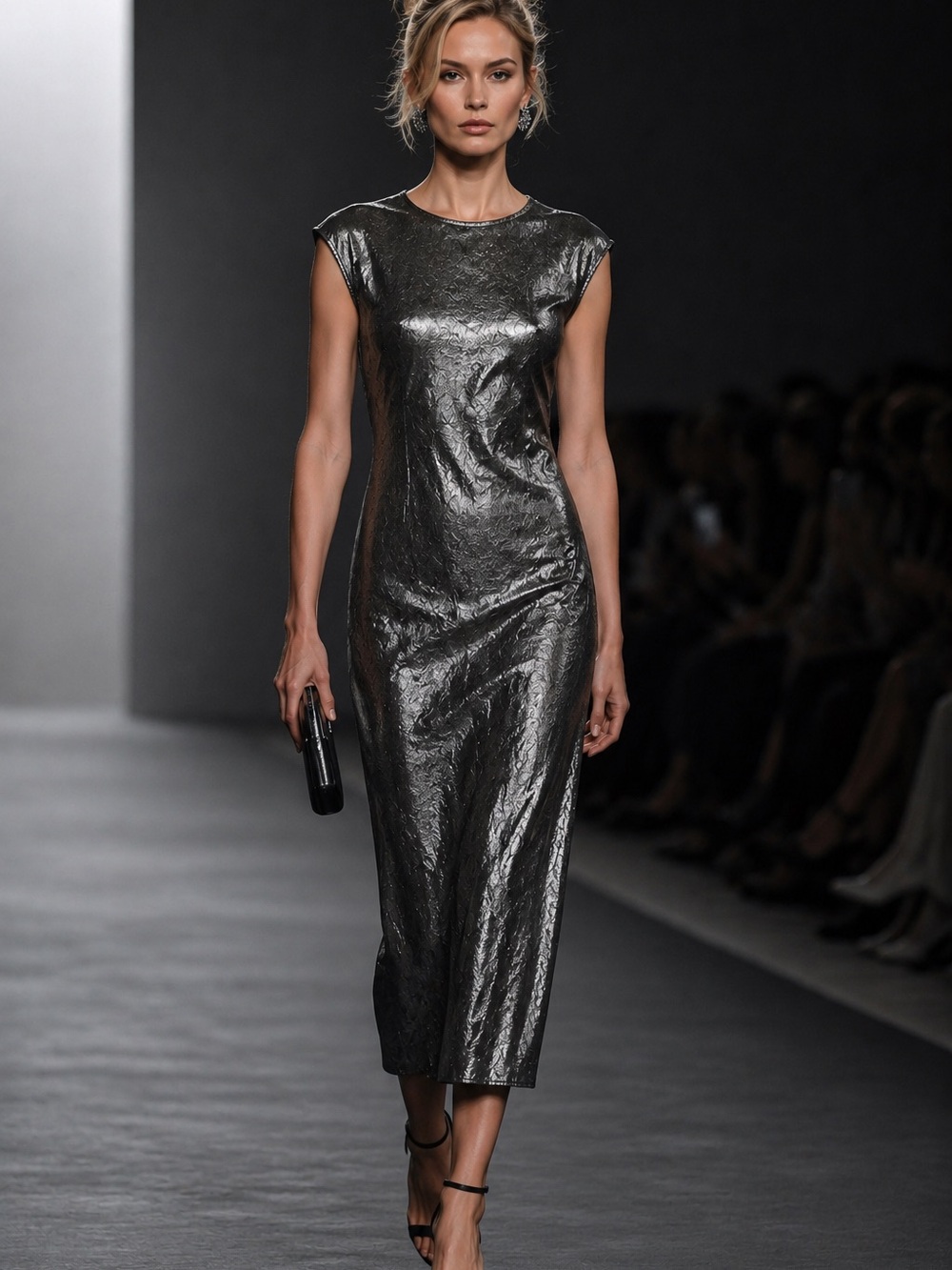 Gibson Latimer Metallic Midi Dress Size M NWT